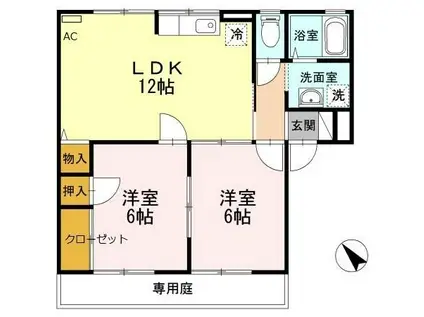 ビューバレー原田(2LDK/1階)の間取り写真