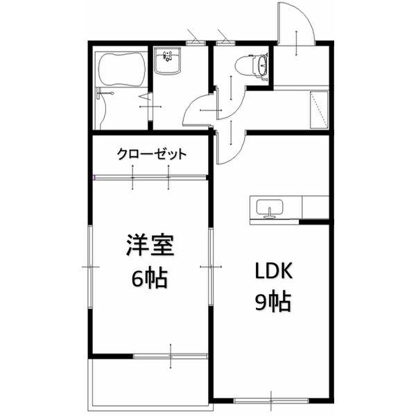 サンハイツ片柳(1LDK/2階)の間取り写真