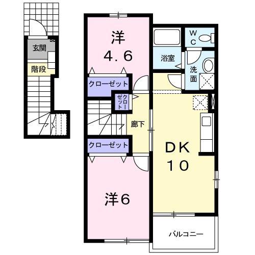 アメニティレジデンス(2LDK/2階)の間取り写真