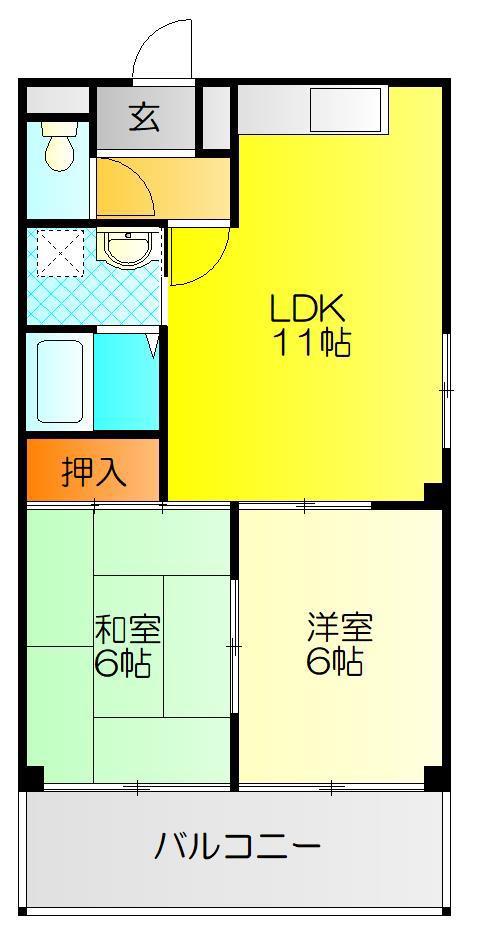 タウンコート鎮西(2LDK/2階)の間取り写真