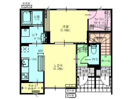 MONSTELLAS A(1LDK/1階)の間取り写真