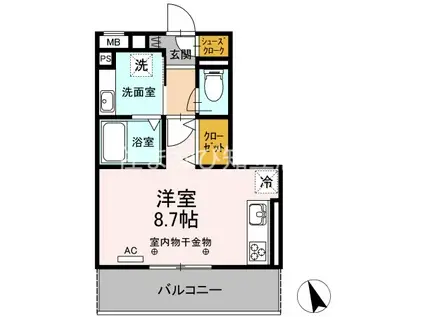 トレス ピノ(ワンルーム/2階)の間取り写真