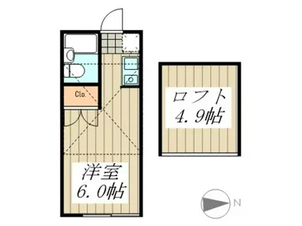 西武拝島線 小川駅(東京) 徒歩18分 2階建 築32年(ワンルーム/2階)の間取り写真