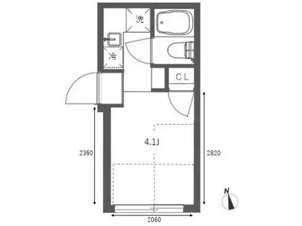 TK466(1K/3階)の間取り写真