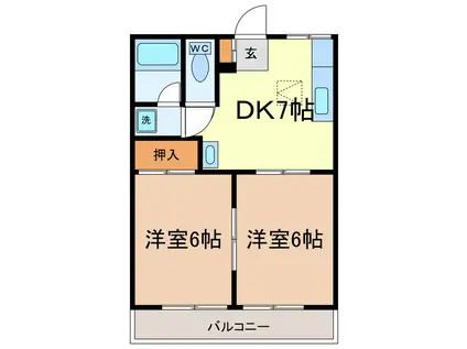 ウエストリバーマンションI(2DK/1階)の間取り写真