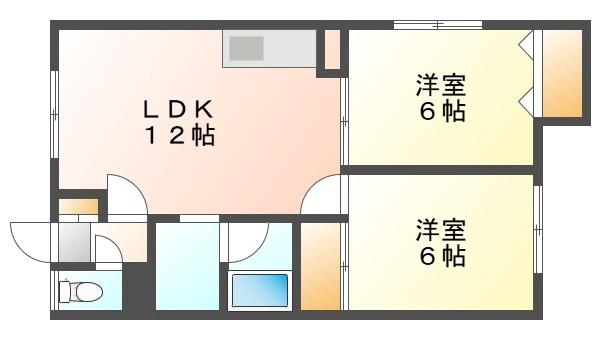 サンハイツ清水(2LDK/1階)の間取り写真