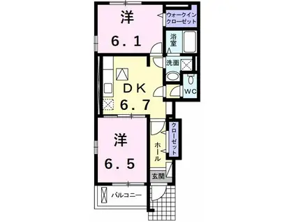 アンジェロ クストーデ A(2DK/1階)の間取り写真