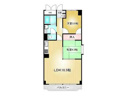 日商岩井栄ハイツ(2LDK/11階)の間取り写真