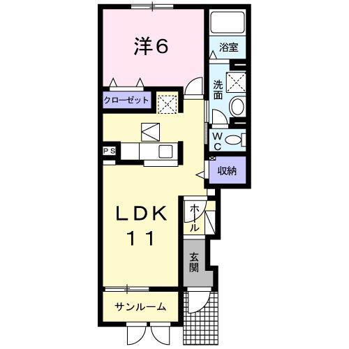 グレース レミカ(1LDK/1階)の間取り写真