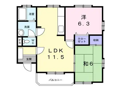 ビレッジ和楽B(2LDK/1階)の間取り写真