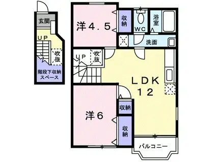 サンエステート 2LDKH(2LDK/2階)の間取り写真
