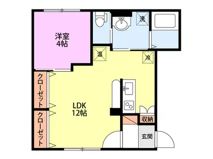 ファーストクラス亀田大月(1LDK/2階)の間取り写真
