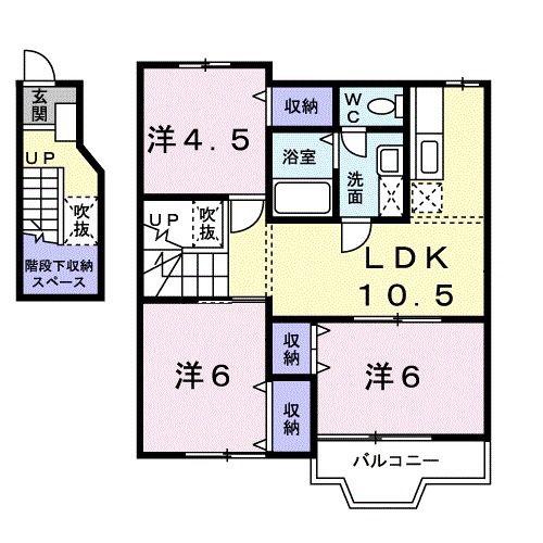 マーヴェラスK-A(3LDK/2階)の間取り写真