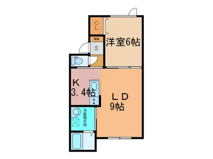 BELCASA(1LDK/2階)の間取り写真