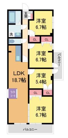 イトーピア甲陽園(4LDK/7階)の間取り写真