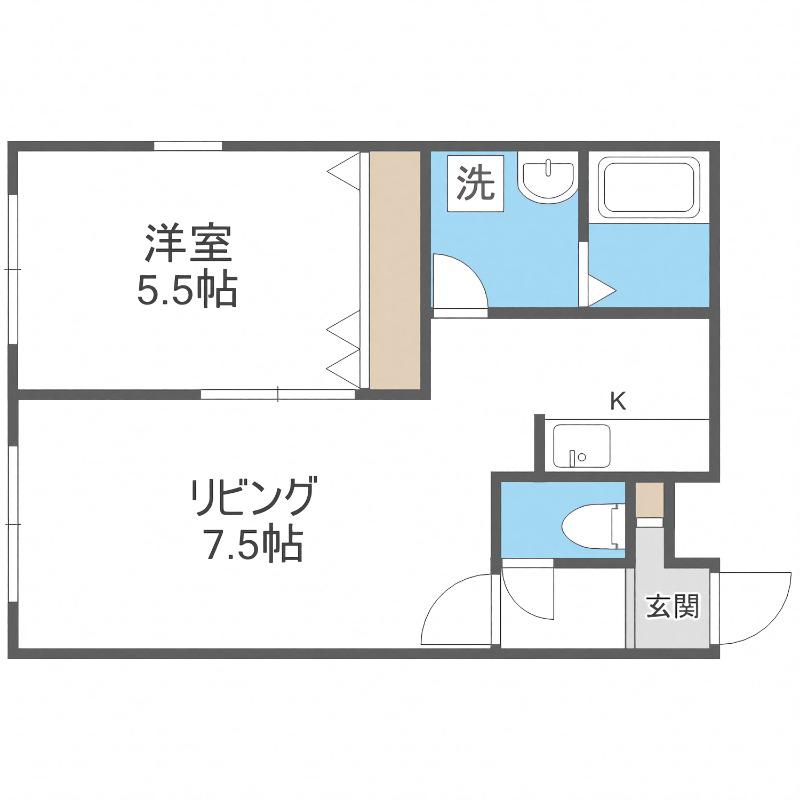 ステージノア東札幌(1LDK/2階)の間取り写真
