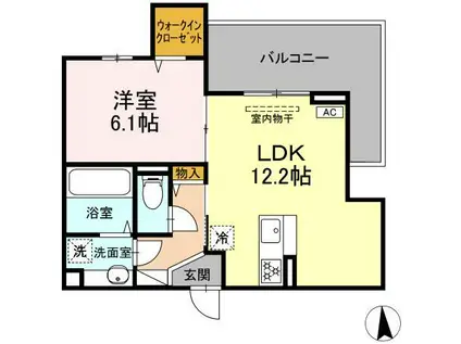 COUR18高宮E(1LDK/2階)の間取り写真