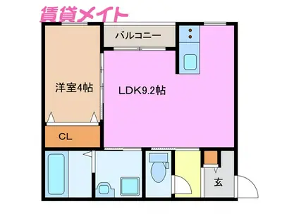 LECOCON四日市VI(1LDK/3階)の間取り写真