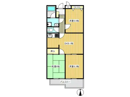 プリメーラ大泉学園(3DK/1階)の間取り写真