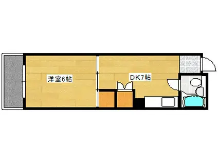 和秀舟入本町ビル(1DK/2階)の間取り写真