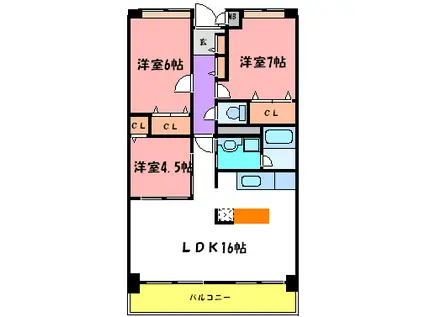 グレイスコート(3LDK/5階)の間取り写真