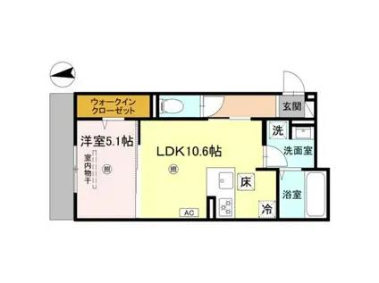 GRAMM岩倉(1LDK/2階)の間取り写真