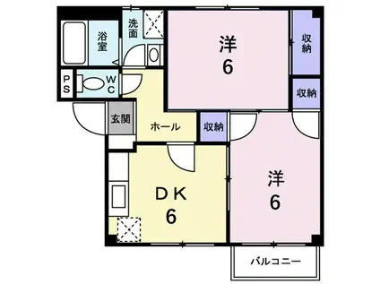 アーバン不知火VI(2DK/1階)の間取り写真