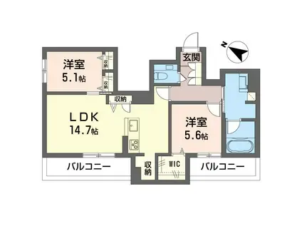 ジョイアスガード浦和美園(2LDK/4階)の間取り写真