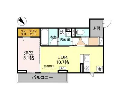 フィラーレ(1LDK/2階)の間取り写真