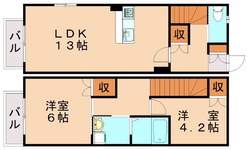 サングリーン君ヶ浜(2LDK/2階)の間取り写真