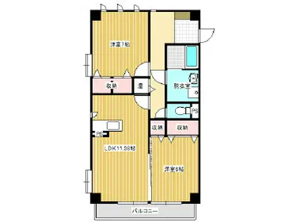 ジオ グランド ドエル(2LDK/4階)の間取り写真