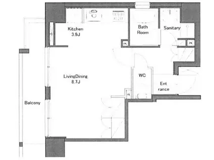 ラ・ルミエール(ワンルーム/4階)の間取り写真