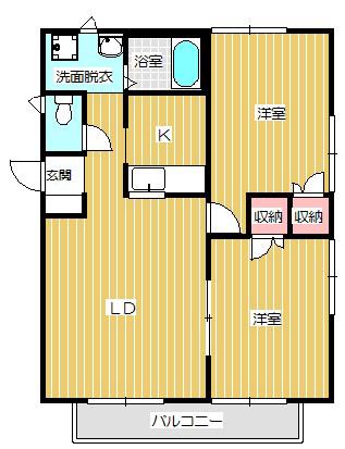 トマトハウス(2LDK/2階)の間取り写真