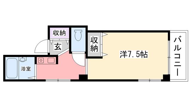 竹下ハイツ(1K/3階)の間取り写真