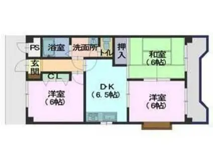 山岡アムールビル(3DK/1階)の間取り写真