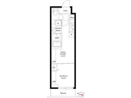 AZEST志村三丁目II(1DK/4階)の間取り写真