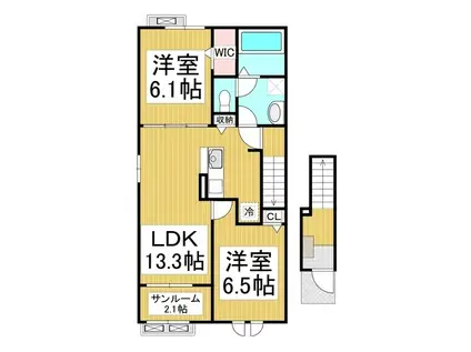 メゾン マルベリィ(2LDK/2階)の間取り写真