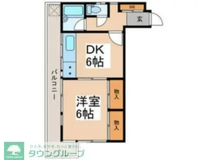 ベルハイツ立川(2DK/4階)の間取り写真