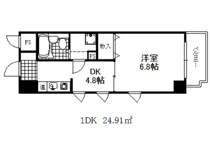 ミュゼ花隈(1DK/4階)の間取り写真