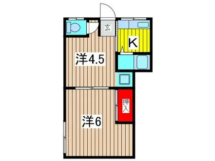福島アパート(2K/1階)の間取り写真