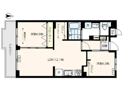 メゾンロアール(2LDK/2階)の間取り写真