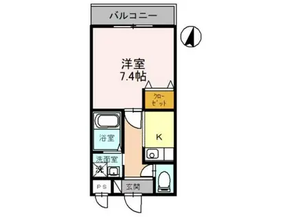 フォンテーヌ上野芝(1K/3階)の間取り写真