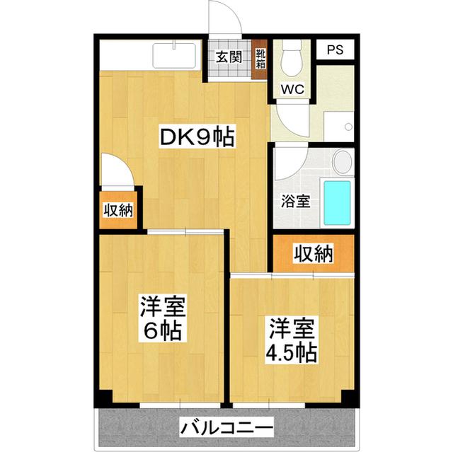 フラーンジュ(2DK/2階)の間取り写真