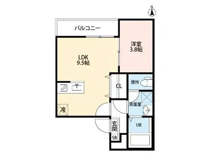 T.A長筬町4丁目(1LDK/1階)の間取り写真