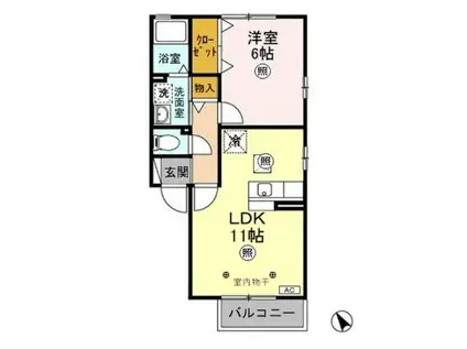 フォレスト・コート B 坂田(1LDK/1階)の間取り写真