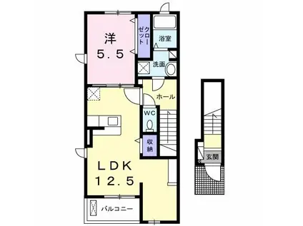ロゼッタA(1LDK/2階)の間取り写真