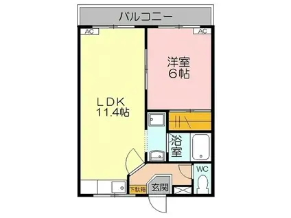 エバーK(1LDK/1階)の間取り写真