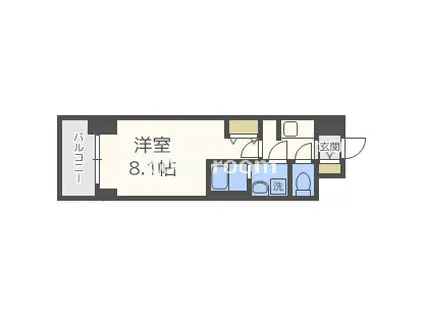 S-RESIDENCE阿波座ウエスト(1K/13階)の間取り写真