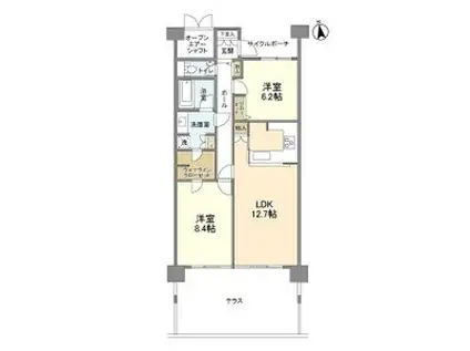 ダイアパレス三の丸西(2LDK/2階)の間取り写真