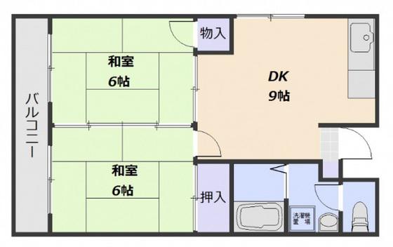 メゾンボネールII(2DK/1階)の間取り写真